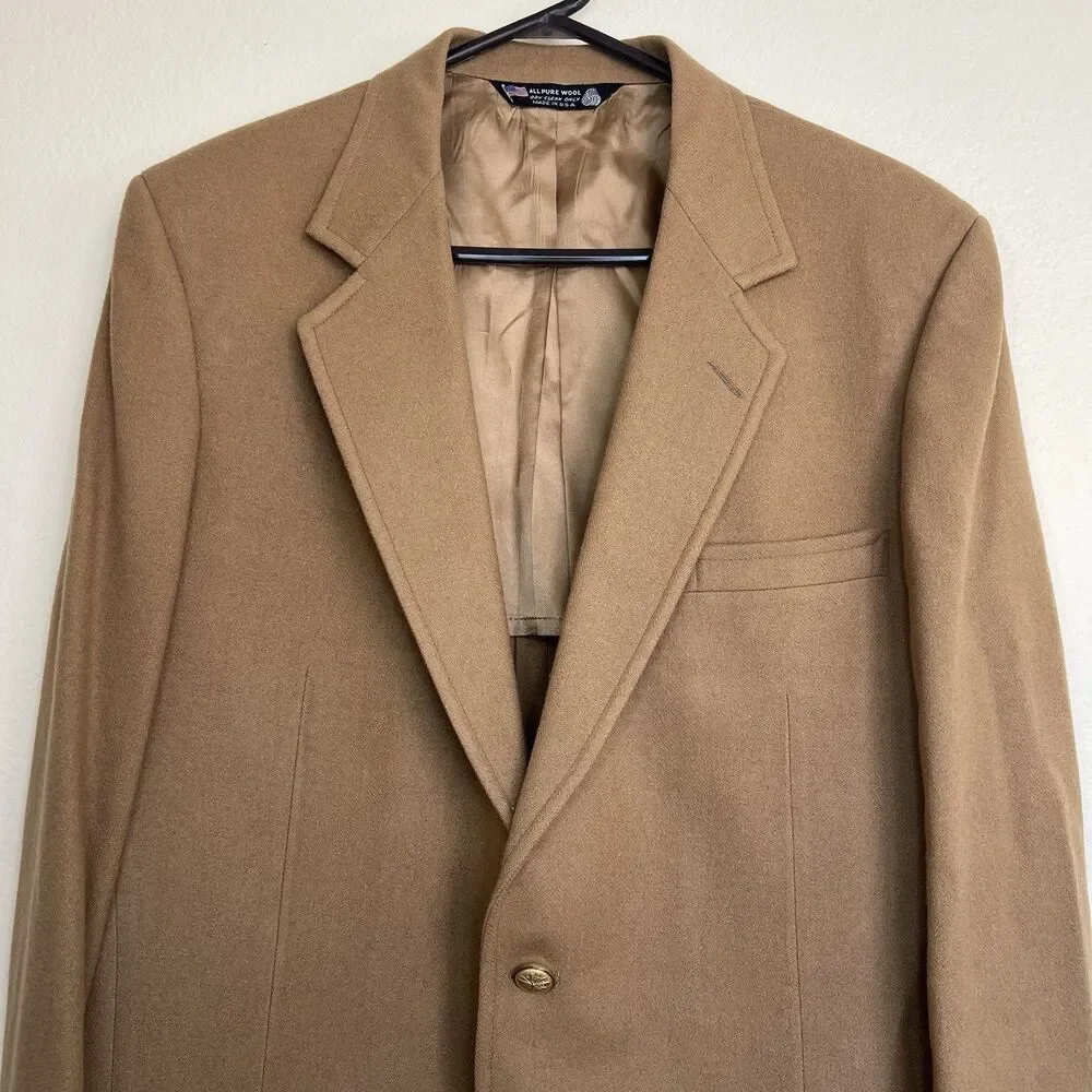 Vtg John Alexander Suit Jacket Brown Wool Sport Blazer Union‎ Buttons USA Made